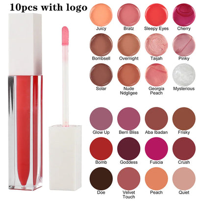 10pcs Custom Logo Waterproof Vegan Glitter Lip - plumping  Lip Gloss